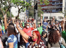 Trabalhadores da Saúde de SP fazem manifestação por reajuste salarial, nesta quarta