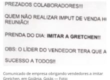 Empresa é condenada a pagar R$ 150 mil a vendedores por obrigá-los a imitar Gretchen