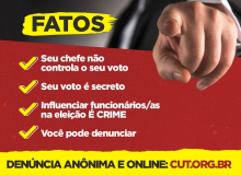 CUT lança site para trabalhador denunciar coação eleitoral e levará casos à OIT