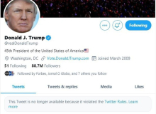 Trump é banido do Facebook e Instagran. Twitter suspende conta por 12h