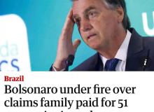 Clã Bolsonaro é destaque no The Guardian por compra de imóveis com dinheiro vivo
