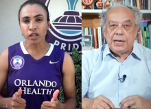 No 8º dia de greve, jornalistas recebem apoios da jogadora Marta e de Trajano