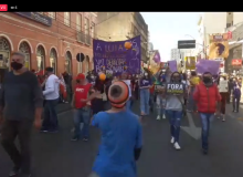 Em Pelotas, no Rio Grande do Sul, teve protesto e caminhada pelo ‘Fora, Bolsonaro’