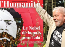 Jornal francês l'Humanité dedica capa ao Nobel da Paz para Lula