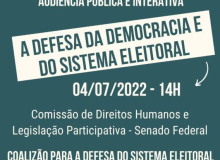 Democracia e sistema eleitoral é tema de audiência pública nesta segunda no Senado