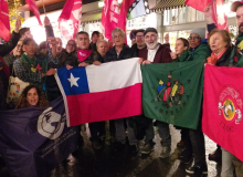 CUT, CSA, CSI e outras entidades protestam em frente à Embaixada Chilena, em Madri