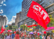 Manifestação de funcionários e professores municipais de São Paulo. Câmara Municipal, 16.03.18. Foto: © Roberto Parizotti
